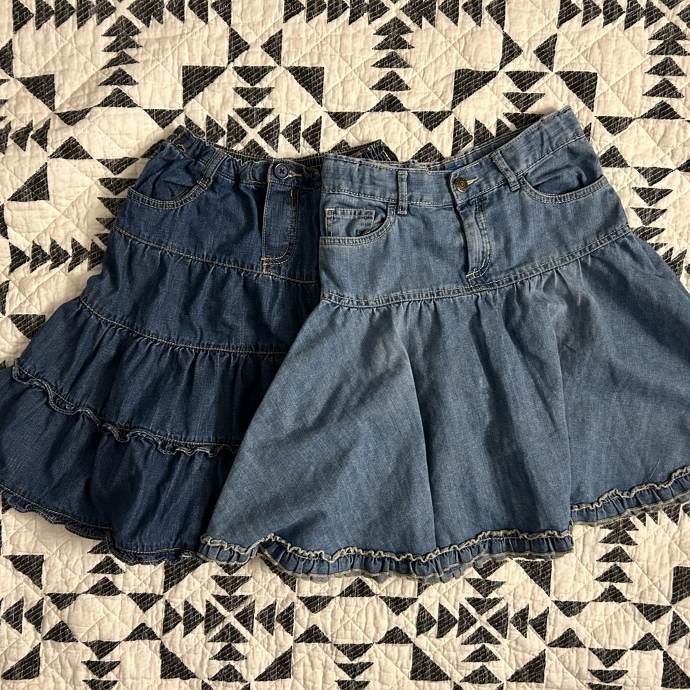 2 denim skirts not for sale